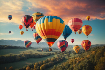 view of colorful hot air balloons