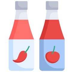 Chili sauce and Ketchup icon. Flat design. For presentation, graphic design, mobile application.