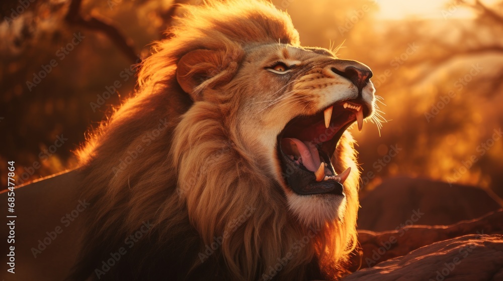 Aufkleber a close up of a lion with it's mouth open and it's mouth wide open with it's mouth wide open and it'