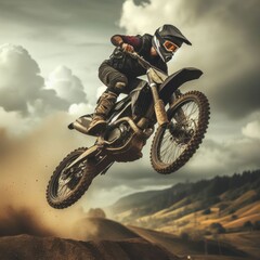 motocross dirt bike racer jumping