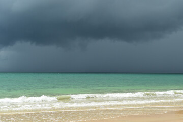 Landscape of cloudy and storm sky on the beach