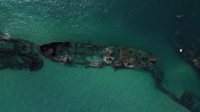 Tangalooma Wrecks, a cluster of ships scuttled by the Queensland Government