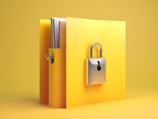 Computer file folder with lock. Data protection , cyber security concept