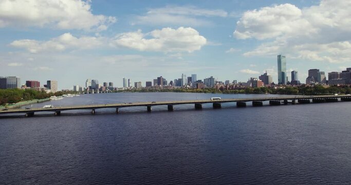 Harvard Bridge And Charles River In Boston, Massachusetts