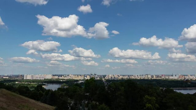 Sunny Day Timelapse With Rolling Clouds in Kyiv, Ukraine