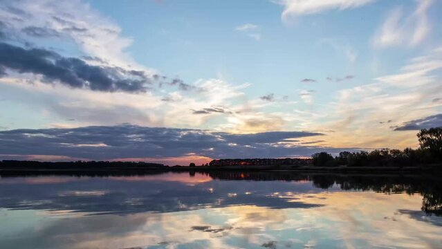 Timelapse of Sunset on a Glassy Lake