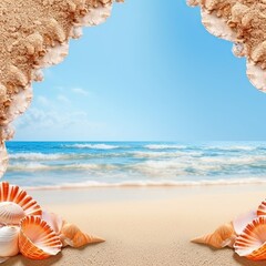 Fototapeta na wymiar unique sand frame with ocean view