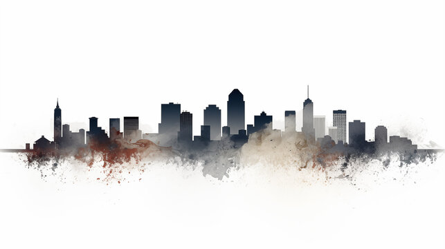 Create a contemporary city skyline silhouette 