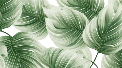 Generate a tropical palm leaf pattern PNG with a clean white background. 
