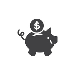 Obraz premium Piggy bank and dollar coin vector icon