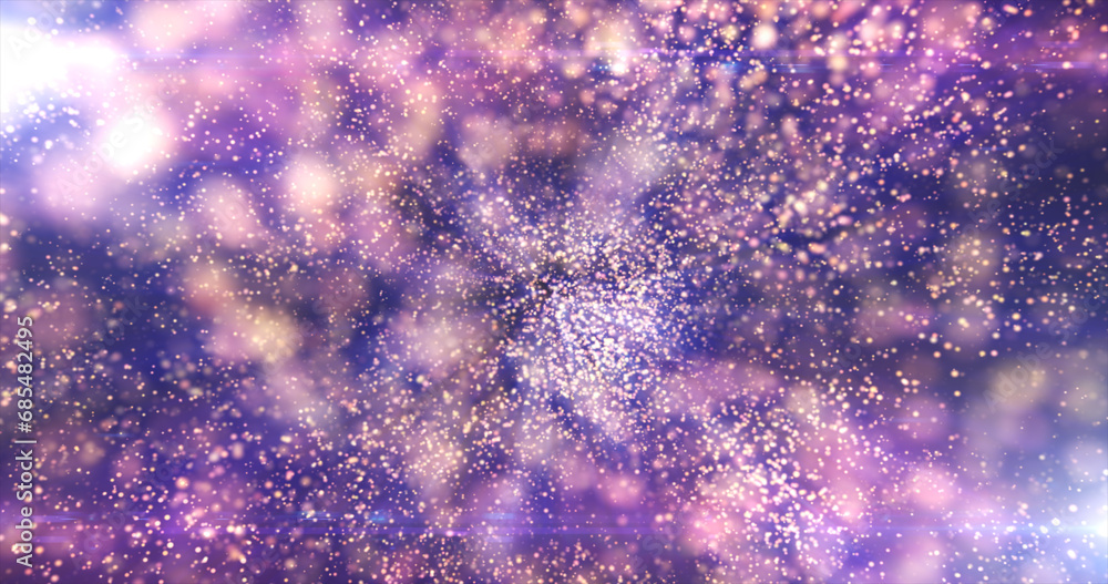 Poster purple background of many blurred circles with bokeh effect of energy magical glowing particles and 