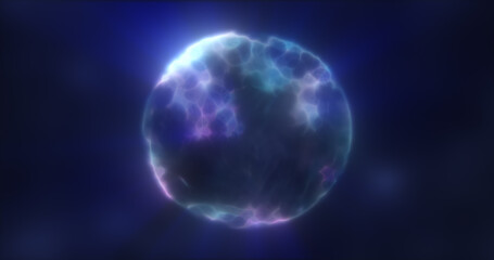Abstract transparent energy sphere round glowing magical digital futuristic space background