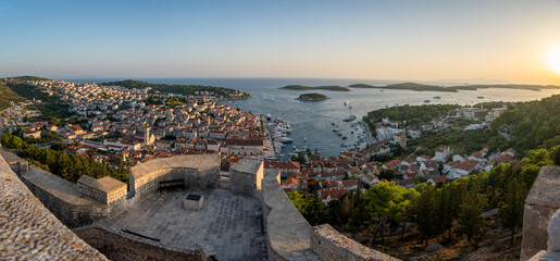 Hvar, Croatia sunset view from the fortress - obrazy, fototapety, plakaty