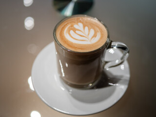 Latte Macchiato Cup with a Playful Palm Tree Design
