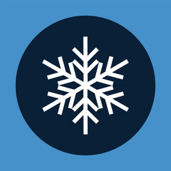 Snowflake icon on blue background. Vector illustration. Single snowflake icon, flat snow icon flat style. 