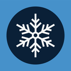 Snowflake icon on blue background, vector illustration. Flat design style.