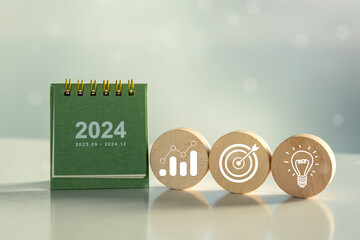 Business strategy planning To market Key Business with goal 2024  target icon, corporate...