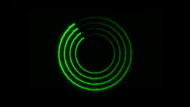 Abstract  neon circle  loading icon animation. Black background 4k video.