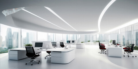 Fototapeta na wymiar Futuristic modern office. Business corporation room