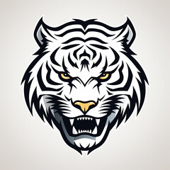 An angry tiger logo, headshot, graphic, for sports clubs or organisations.