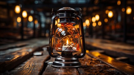 A lone candle flickers within a glass bottle, casting a soft light against the dark city night, illuminating the raw beauty and mystery of the urban landscape - obrazy, fototapety, plakaty