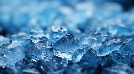 A glistening stack of frozen crystals, slowly melting into a pool of blue in the midst of a wintry landscape, a natural masterpiece of fluid transformation