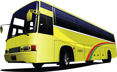 Fototapeta na wymiar City yellow bus. Tourist coach. Vector illustration for designers