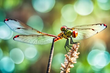 beautiful dragonfly and blur bokeh background -