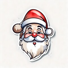 sticker style cartoon illustration of a cute Santa Claus 