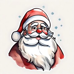 sticker style cartoon illustration of a cute Santa Claus 
