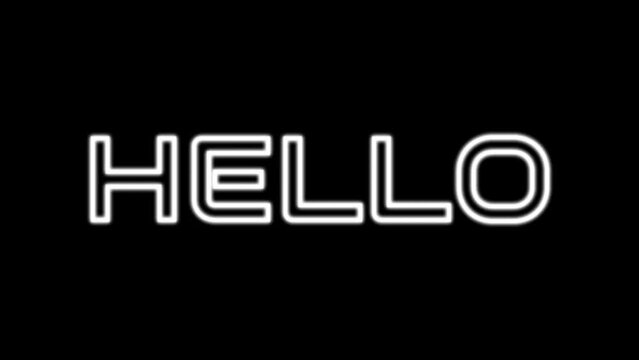 Animated hello with echo text effect in white neon color and black background