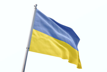 Ukraine flag waving isolated on white background