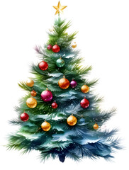 Obraz na płótnie Canvas Watercolor Christmas tree, white background, transparent background