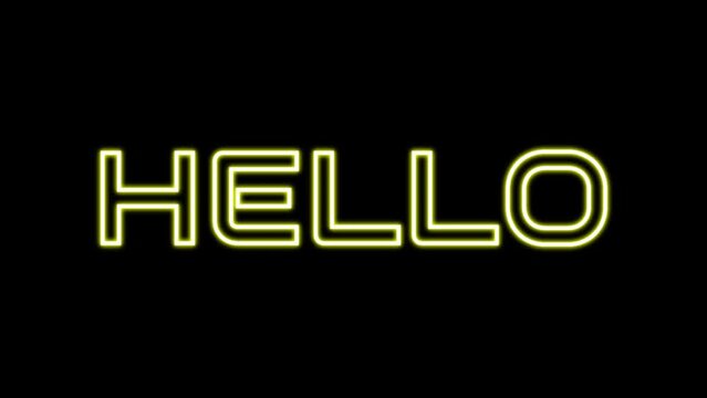 Animated hello with echo text effect in yellow neon color and black background