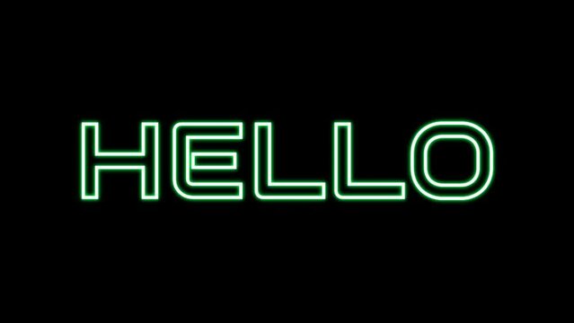 Animated hello with echo text effect in green neon color and black background