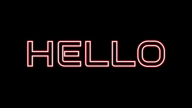 Animated hello with echo text effect in red neon color and black background