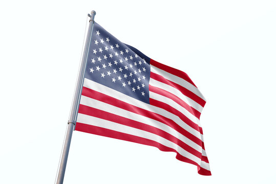 United States flag waving isolated on white background