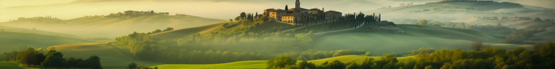 Hills of Tuscany in spring, panoramic view. Italy