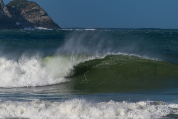 Wave breaking on the beach