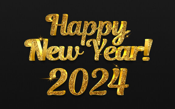 Happy New Year 2024 Banner, Festive, Gold, Black, Luxury, Sparkle, Shimmer, Vibrant, Celebration, new year poster, Social Media, Wallpaper