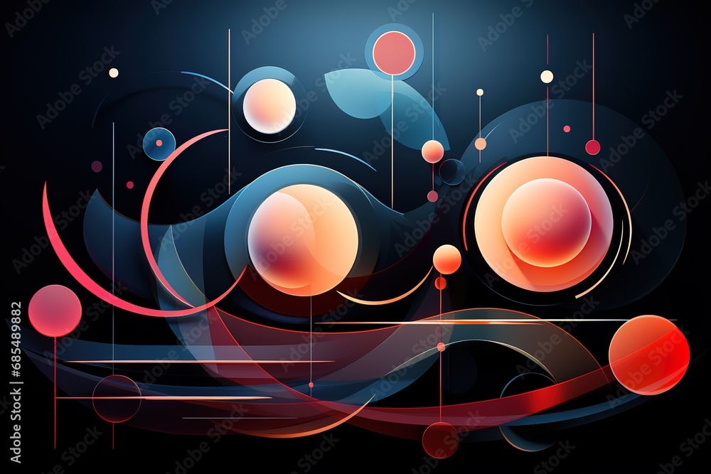Poster blurred glowing circles, digital abstract background. vector hi-tech futuristic template generative 