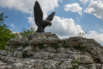 The bronze sculpture of an eagle fighting a snake in Pyatigorsk