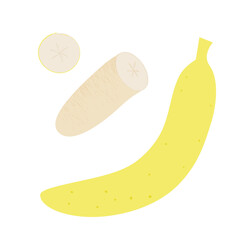 Banana slice. Summer fruits textured. Hand drawn organic vector illustration