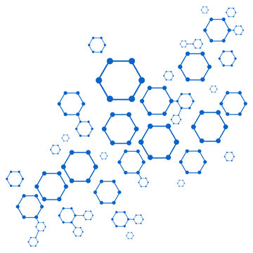 Blue hexagon molecular structure dna science flat illustration
