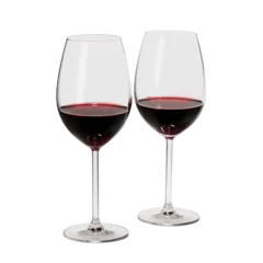 Fotobehang Two wine transparent glass on white background. Equally filled. © PNGstock
