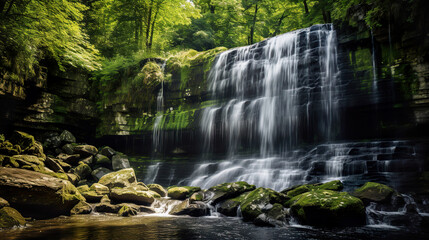 Obraz premium Waterfall in the Jungle. Generative Ai