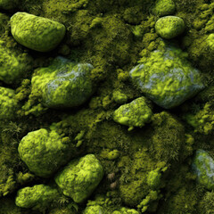 4K Moss-Covered Rock Texture