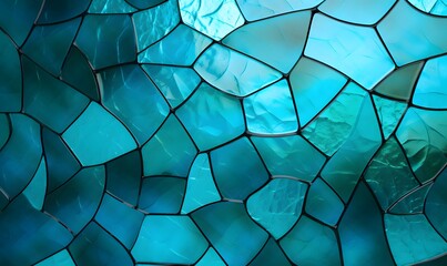 Beautiful turquoise glass tile pattern, Generative AI - obrazy, fototapety, plakaty