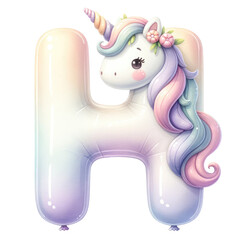 Alphabet H Unicorn pastel