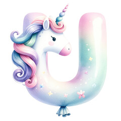 Alphabet U Unicorn pastel